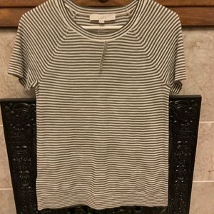 Loft brown and white stripe sweater shirt